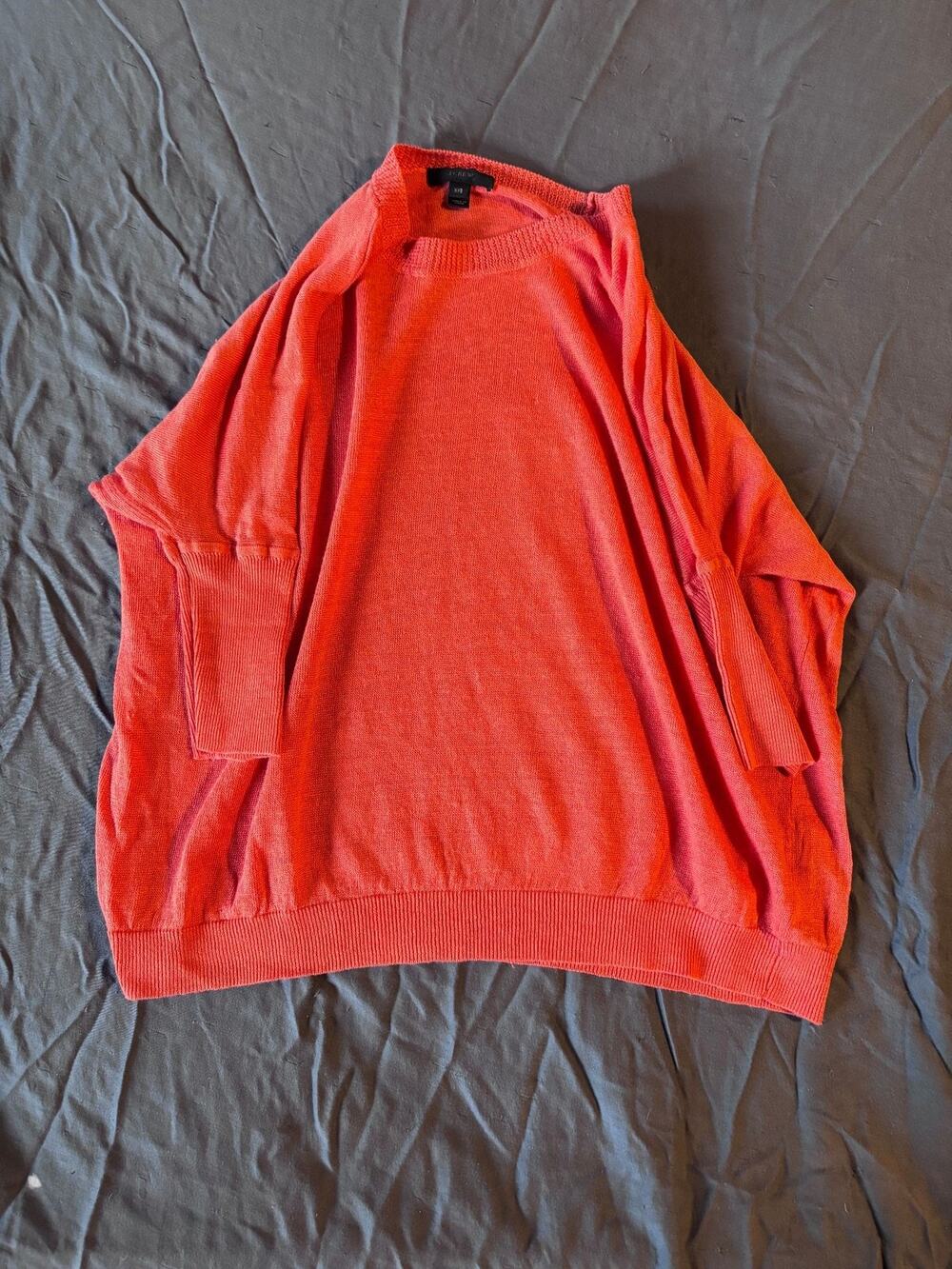 JCrew Sweater Womens XXS Dolman Oversized Short Sleeve Coral Orange Boatneck Top